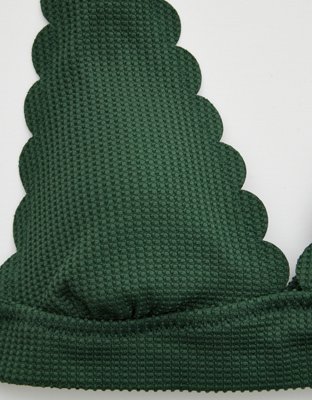 Aerie Waffle Scalloped Tie Longline Triangle Bikini Top