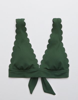 Aerie Waffle Scalloped Tie Longline Triangle Bikini Top