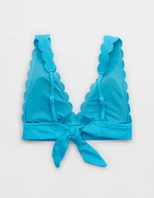 Aerie Waffle Scalloped Tie Longline Triangle Bikini Top