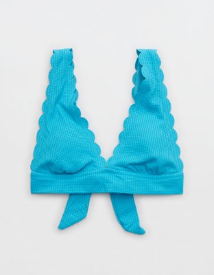 Aerie Waffle Scalloped Tie Longline Triangle Bikini Top