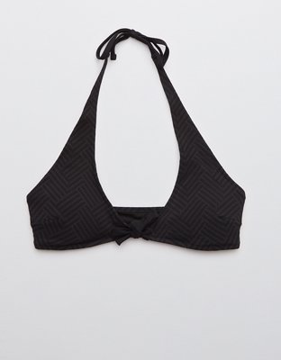 Aerie Jacquard Halter Tie Bikini Top