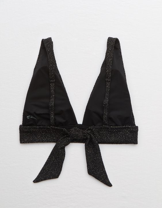 Aerie Shine Tie Longline Triangle Bikini Top