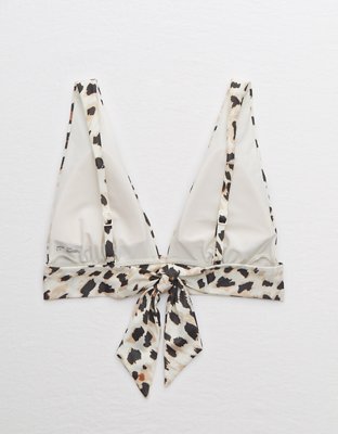 Aerie Leopard Tie Longline Triangle Bikini Top