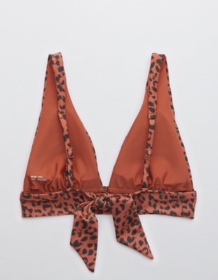 Верх бикини Leopard Tie Longline, треугольные чашки — Aerie — фото 4