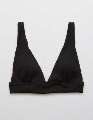 Aerie Top de bikini triangular de línea larga en punto elástico con lazo