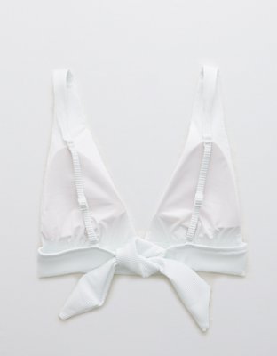 Aerie Ribbed Tie Longline Triangle Bikini Top