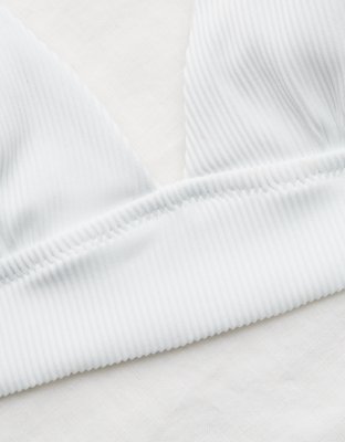 Aerie Ribbed Tie Longline Triangle Bikini Top