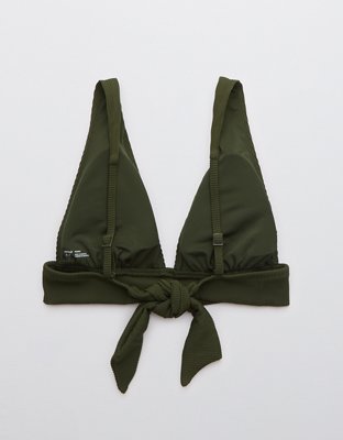 Aerie Ribbed Tie Longline Triangle Bikini Top