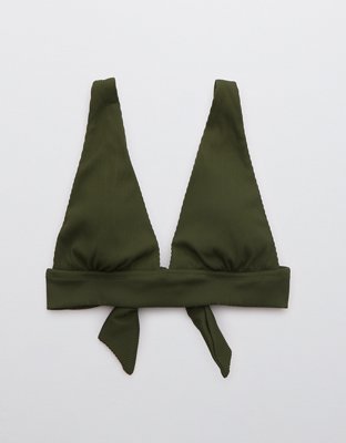 Aerie Ribbed Tie Longline Triangle Bikini Top