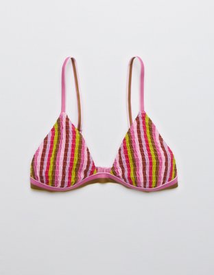 smocked triangle bikini top