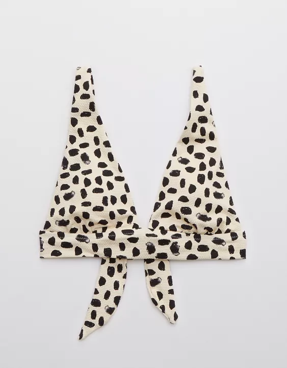 Aerie Pique Tie Longline Triangle Bikini Top