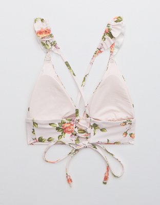 Верх бикини Printed Longline, треугольные чашки, оборки — Aerie — фото 4
