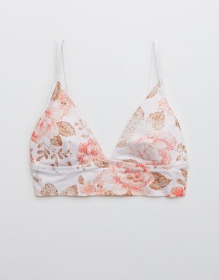 Aerie Printed Binding Longline Triangle Bikini Top
