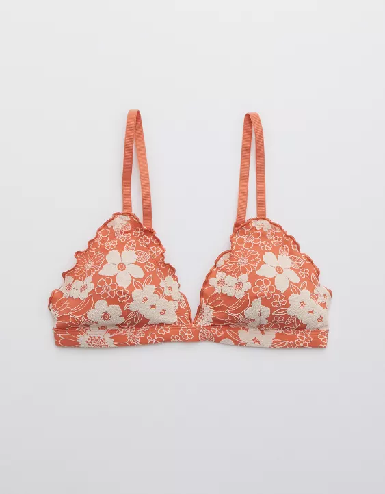 Aerie Jacquard Floral Triangle Bikini Top