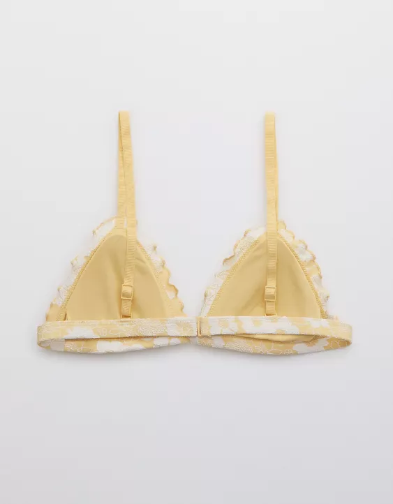 Aerie Jacquard Floral Triangle Bikini Top