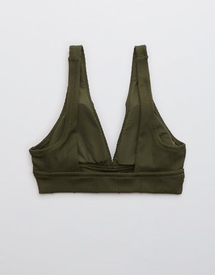 Aerie Crinkle Longline Plunge Triangle Bikini Top