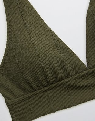 Aerie Crinkle Longline Plunge Triangle Bikini Top