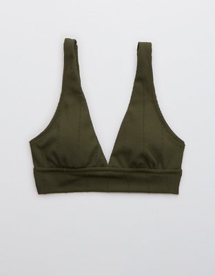 Aerie Crinkle Longline Plunge Triangle Bikini Top