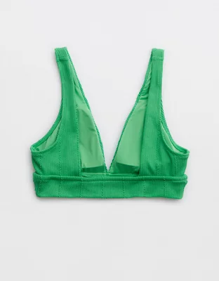 Aerie Crinkle Longline Plunge Triangle Bikini Top