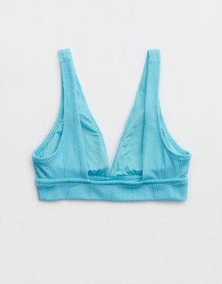 Aerie Crinkle Longline Plunge Triangle Bikini Top