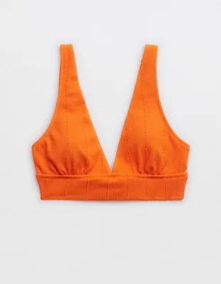 Aerie Crinkle Longline Plunge Triangle Bikini Top