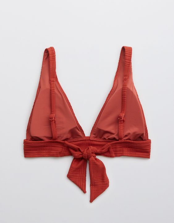 Aerie Jacquard Tie Longline Triangle Bikini Top