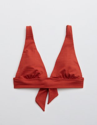 Верх бикини Jacquard Tie Longline, треугольные чашки — Aerie — фото 3