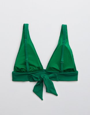 Aerie Jacquard Tie Longline Triangle Bikini Top
