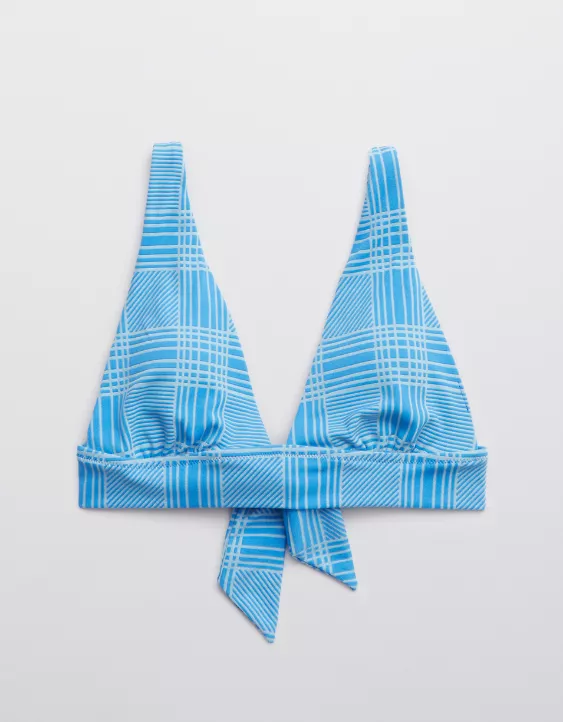 Aerie Jacquard Tie Longline Triangle Bikini Top