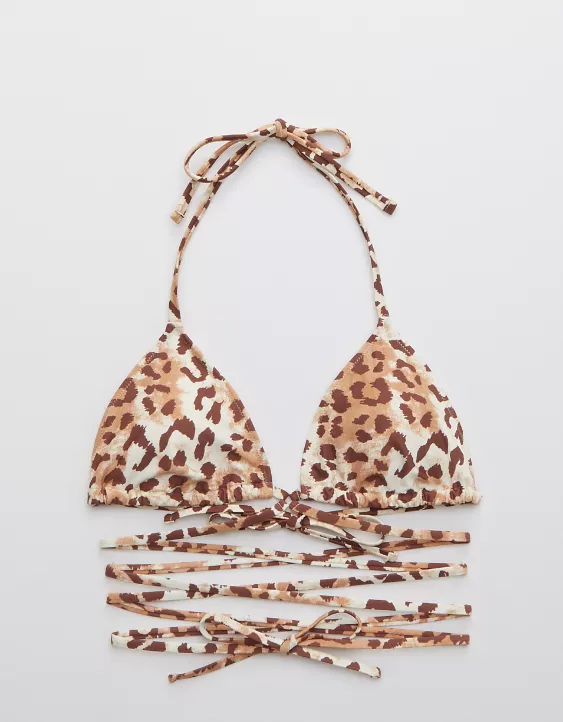Aerie Leopard Wrap Triangle Bikini Top
