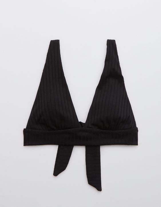 Aerie Ribbed Shine Tie Back Triangle Bikini Top