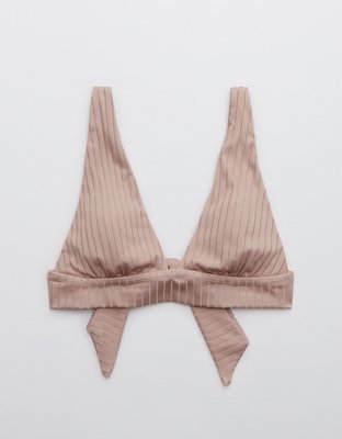Верх бикини Tie, треугольные чашки, в рубчик — Aerie — фото 3
