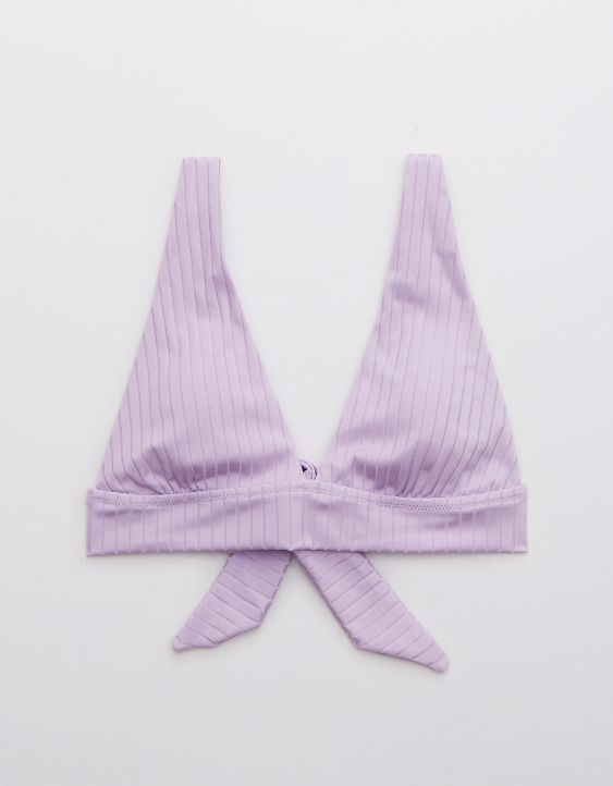 Aerie Ribbed Shine Tie Back Triangle Bikini Top