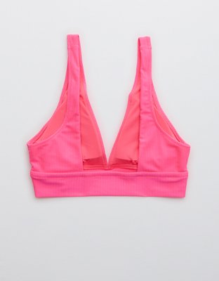 Aerie Ribbed Shine Plunge Longline Triangle Bikini Top