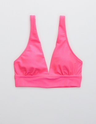 Aerie Ribbed Shine Plunge Longline Triangle Bikini Top