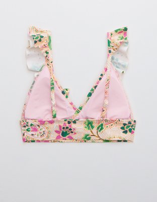 Aerie Ruffle Longline Triangle Bikini Top