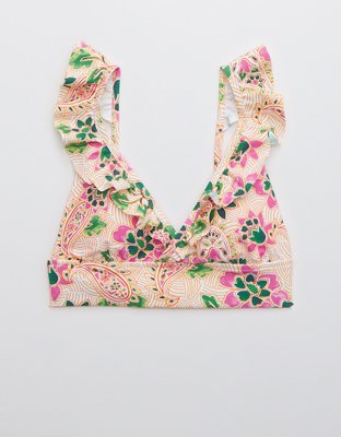 Aerie Ruffle Longline Triangle Bikini Top