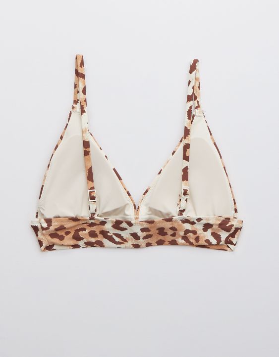 Aerie Leopard Crossover Triangle Bikini Top