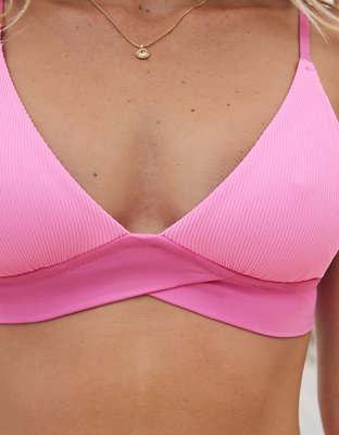 Aerie Ribbed Mix Crossover Triangle Bikini Top
