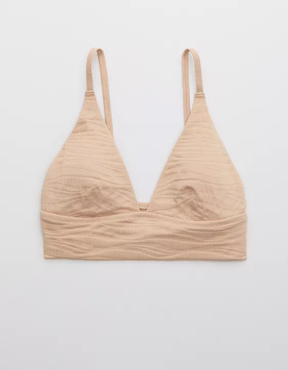 Aerie Jacquard Longline Triangle Bikini Top