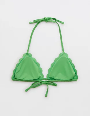 Aerie Waffle Scalloped String Triangle Bikini Top