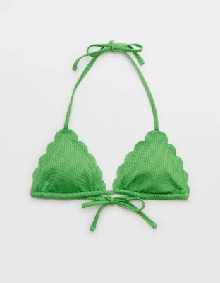 Aerie Waffle Scalloped String Triangle Bikini Top