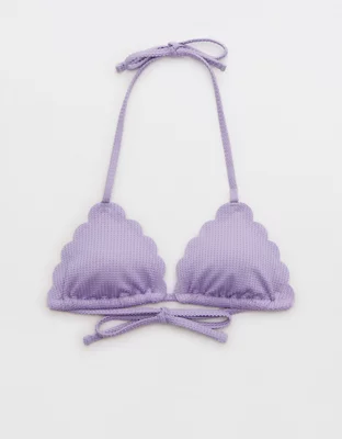 Aerie Waffle Scalloped String Triangle Bikini Top