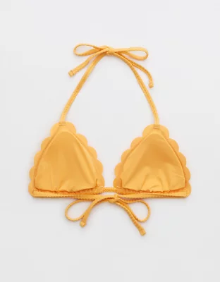 Aerie Waffle Scalloped String Triangle Bikini Top