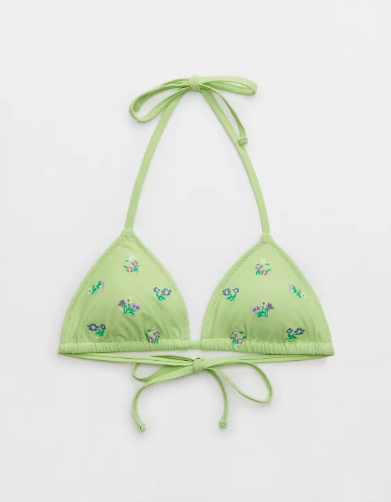 Aerie Embroidered String Triangle Bikini Top