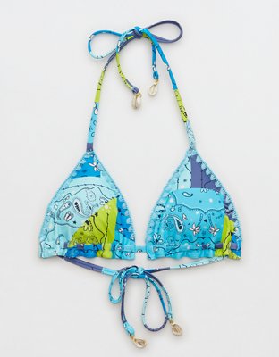Aerie Top de Bikini tipo Triángulo al Crochet con Tiras y Ribete