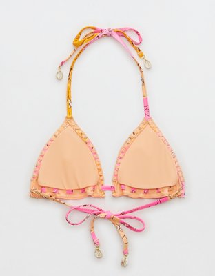Aerie Crochet Trim String Triangle Bikini Top