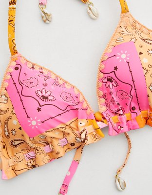 Aerie Crochet Trim String Triangle Bikini Top