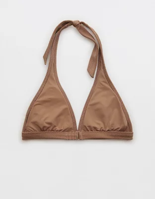 Aerie Shine Pique Halter Triangle Bikini Top