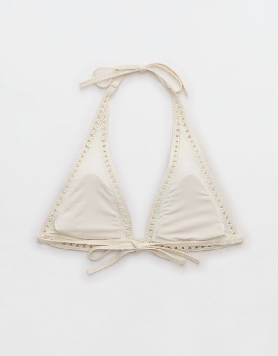 Aerie Crochet Halter Triangle Bikini Top